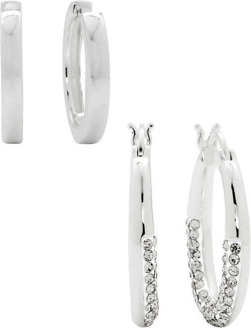 Women's Crystal Hoop Earrings Set, 4 Pieces