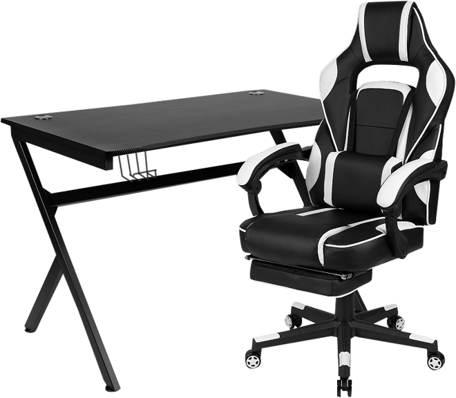 Flash Furniture Gaming Desk & Footrest Gaming Chair 2-piece Set