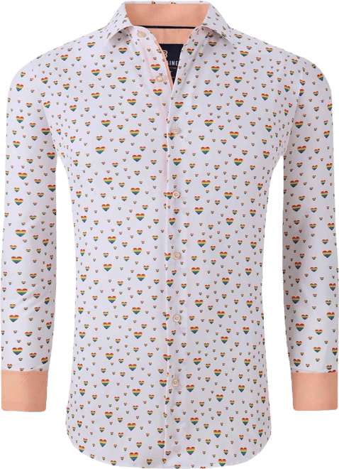 Men's Slim Fit Pride Performance Novelty Button Down Dress Shirt