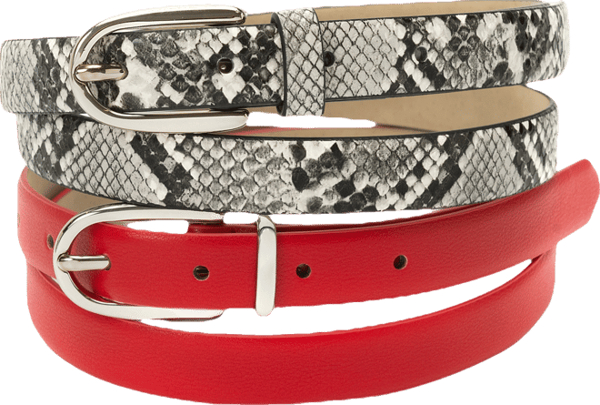 2-Pk Snake & Solid Belt, Created for Macy's