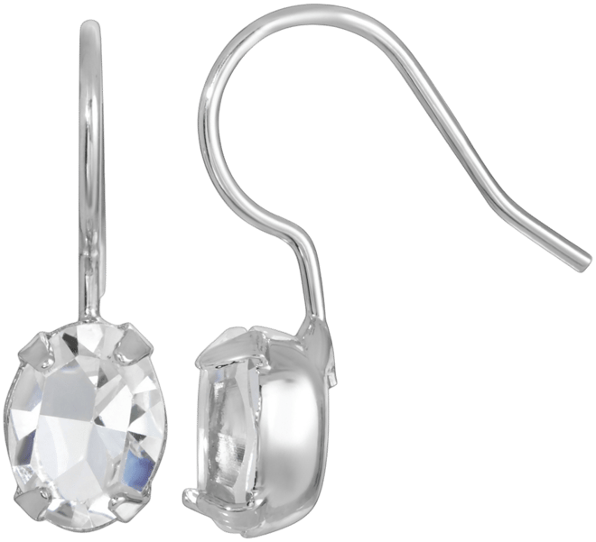 Women's Crystal Small Oval Wire Earrings