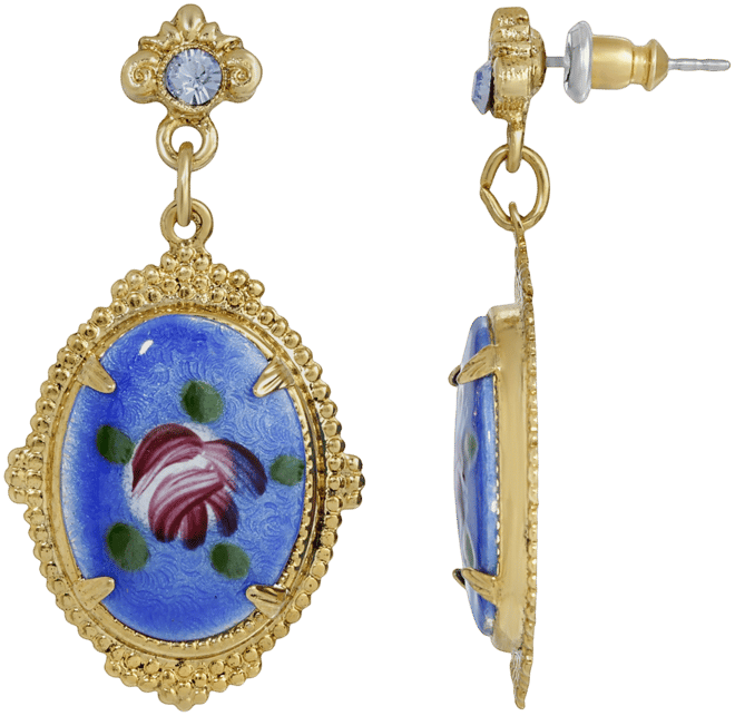 Women's Oval Flower Stone Earring