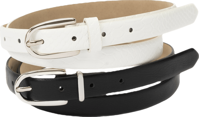 2-Pk Snake & Solid Belt, Created for Macy's