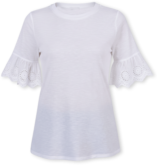 Petite Short Bell Sleeve Slubbed Top