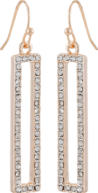 Pave Rectangle Linear Earrings