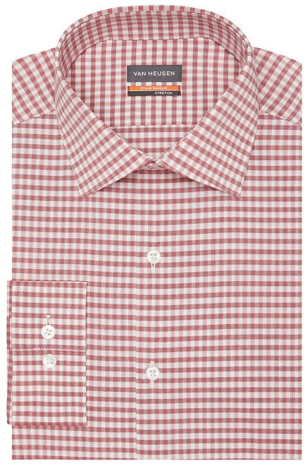van heusen men's dress shirt slim fit stain shield stretch Van Heusen Slim Stain Shield Mens Slim Fit Stretch Fabric Wrinkle Free Long  Sleeve Dress Shirt, Color: Fire Brick