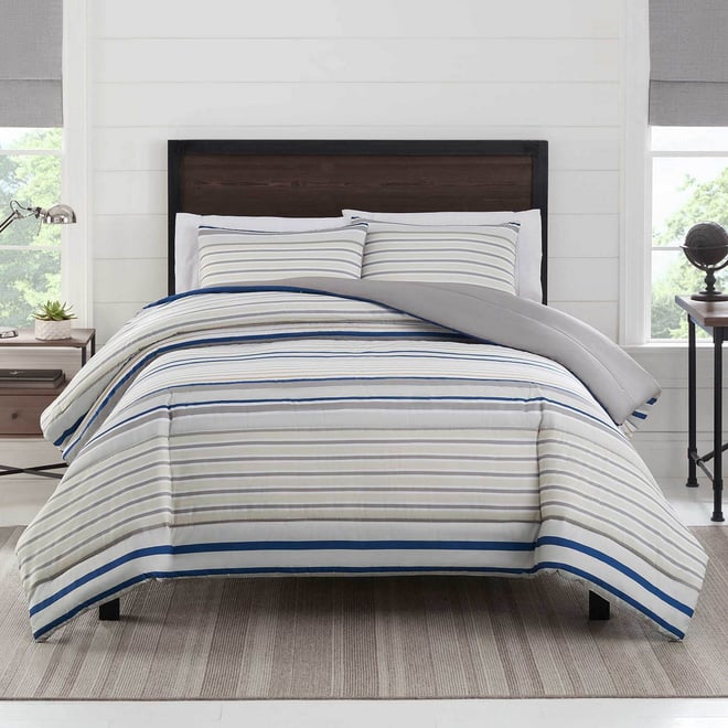 Buy Vertical Stripe Reversible Down-Alternative Comforter Set