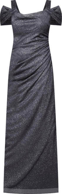 Cold-Shoulder Draped Metallic Gown