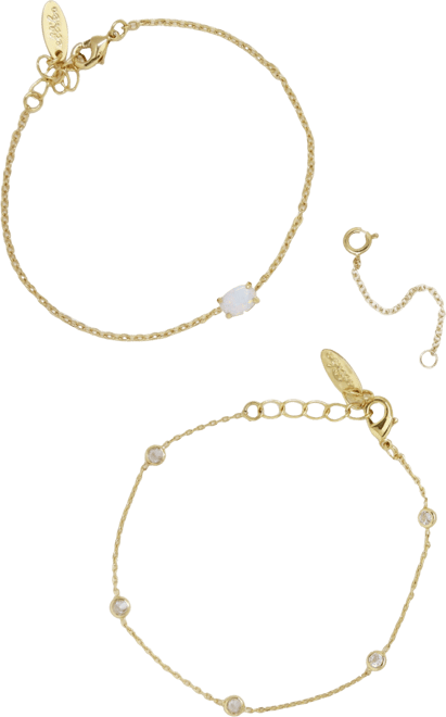Opal Crystal Dainty Women's Bracelet Set with Extender Add On