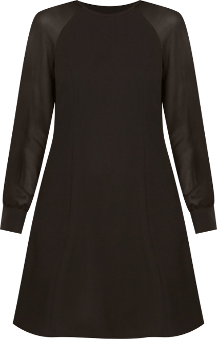 Illusion-Sleeve A-Line Dress
