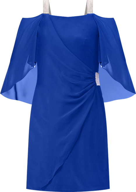 Beaded-Strap Capelet-Back Dress