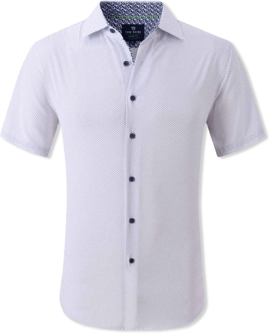 Men's Slim Fit Short Sleeve Performance Button Down Dress Shirt