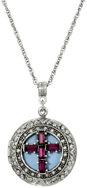 Women's Crystal Cross Locket Necklace