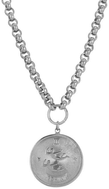 Women's Round Gemini Pendant Necklace
