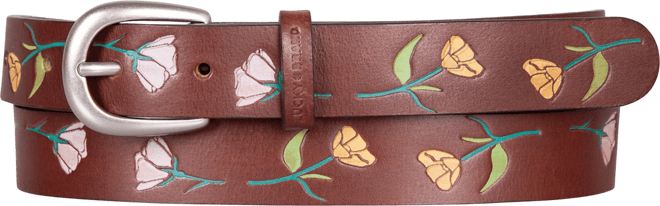 Women's Floral Embossed Leather Pant Belt