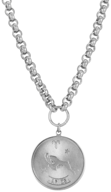 Women's Round Aries Pendant Necklace