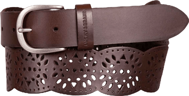 Women's Perforated Scalloped Edge Leather Belt