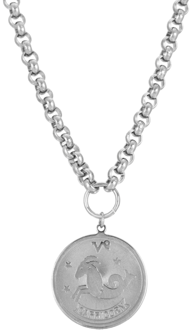 Women's Round Capricorn Pendant Necklace