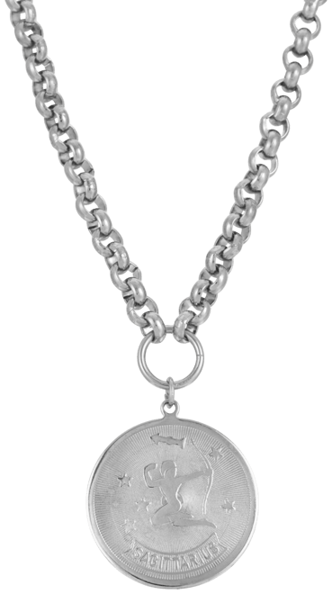 Women's Round Sagitarius Pendant Necklace