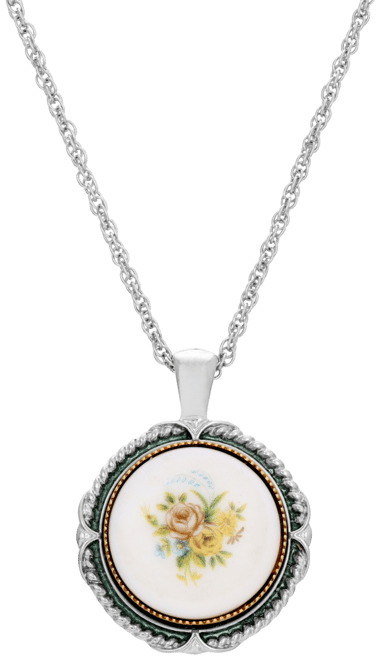 Women's Flower Round Stone Pendant Necklace