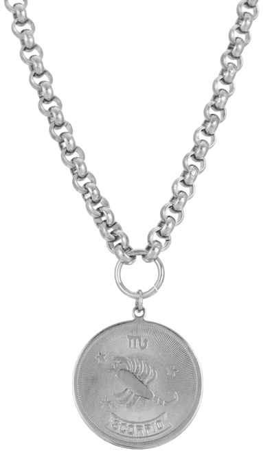 Women's Round Scorpio Pendant Necklace