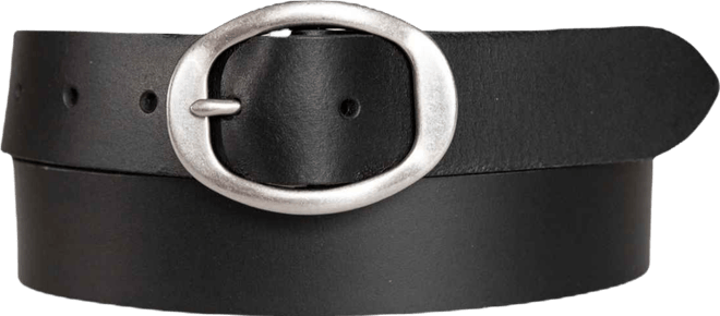 Women's Oval Center Bar Buckle Leather Belt