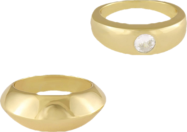 Women's 18k Gold Plated Statement Band Ring Set