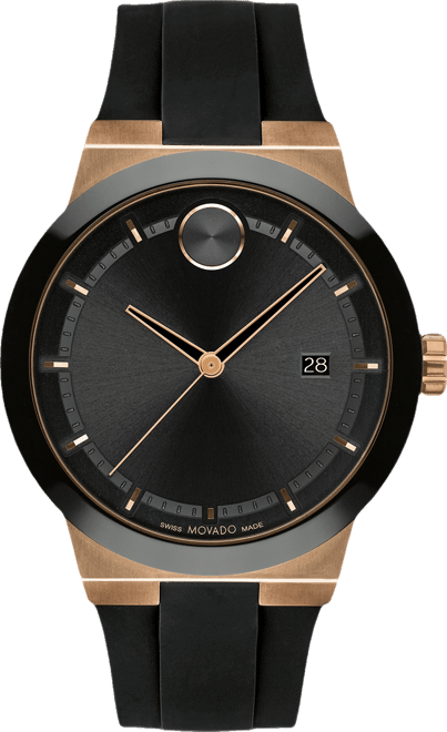 Men's Swiss Fusion Bold Black Silicone Strap Watch 42mm