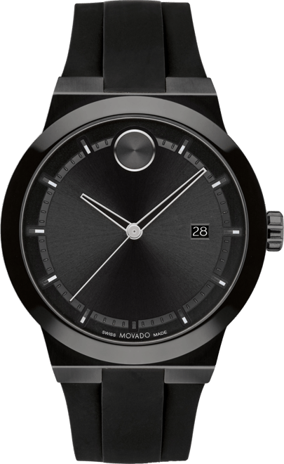 Men's Swiss Fusion Bold Black Silicone Strap Watch 42mm