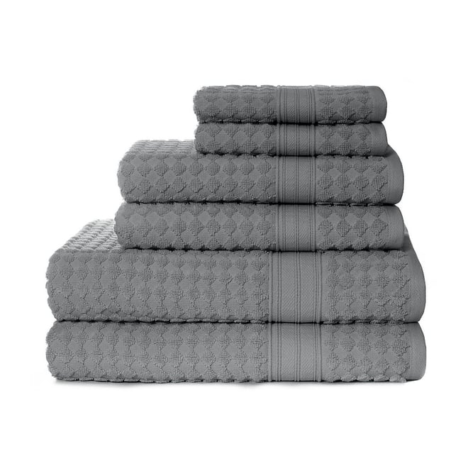 Egyptian Cotton Bath Towel Set of 6-Heavyweight Dark Gray 600 GSM