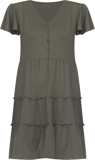 Women's Short Sleeve V-Neck Tiered Dress