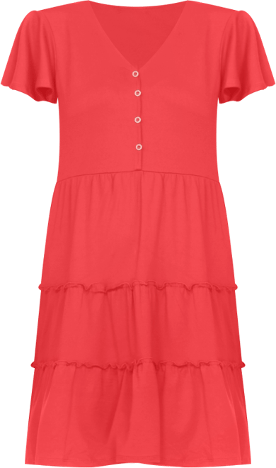 Women's Short Sleeve V-Neck Tiered Dress