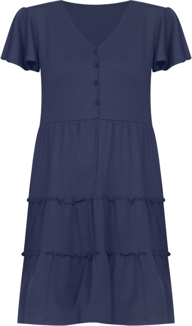 Women's Short Sleeve V-Neck Tiered Dress