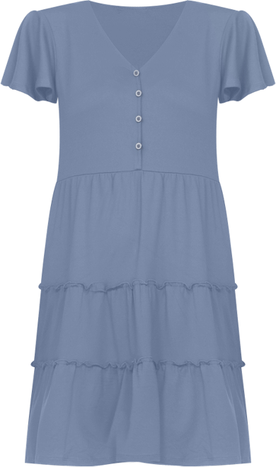 Women's Short Sleeve V-Neck Tiered Dress