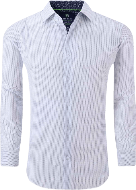 Men's Slim Fit Performance Long Sleeve Geometric Dress Shirt