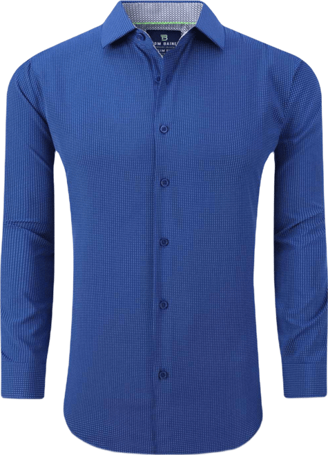 Men's Slim Fit Performance Long Sleeve Geometric Dress Shirt