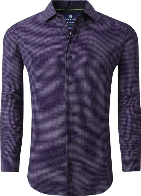 Men's Slim Fit Performance Long Sleeve Geometric Dress Shirt