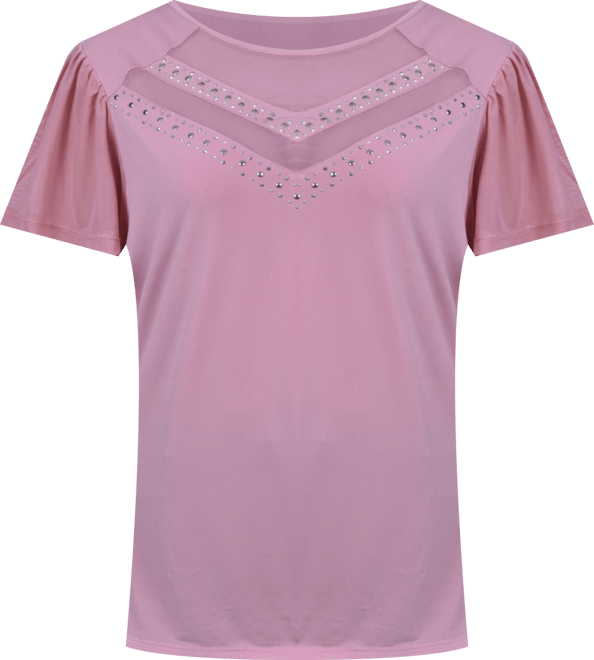 Women's Studded Top with Mesh Details