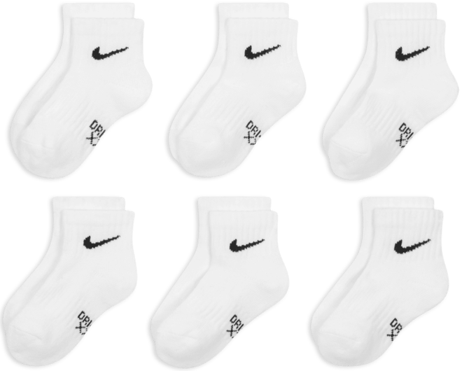 Nike Dri-FIT Performance Basics Little Kids' Ankle Socks (6 Pairs)