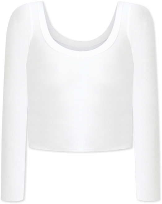 Cotton On WHITE Women's Staple Rib Scoop Neck Long Sleeve Top, US Large