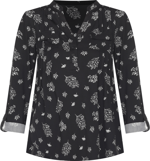 Women's Pleated Leaf Print Blouse
