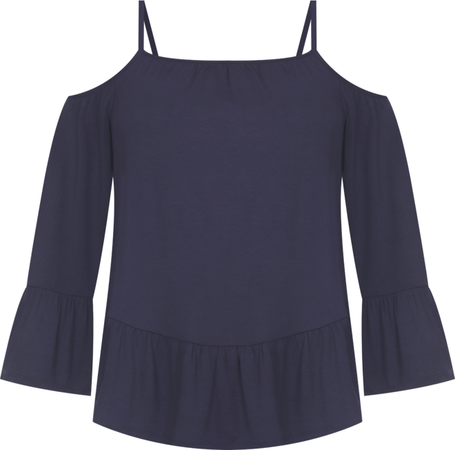 Women's Cold Shoulder Ruffle Sleeve Top