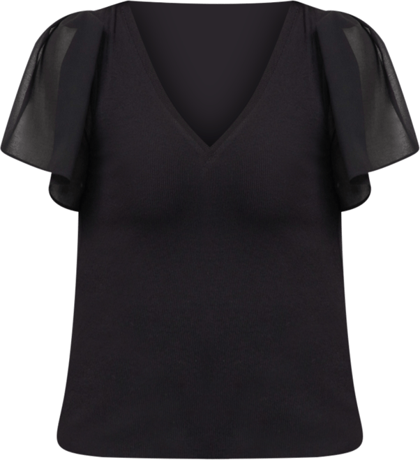 1.STATE Women's Flutter Short Sleeve V-Neck Knit Top - Macy's