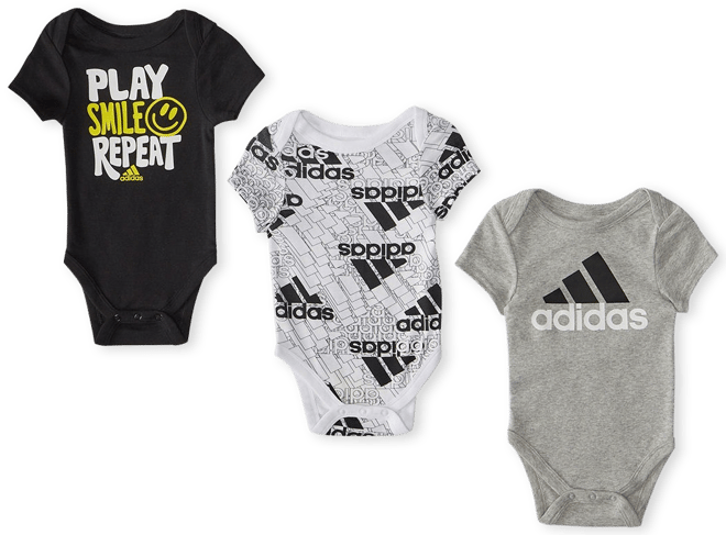 adidas Baby Boys 3 pc. Round Neck Short Sleeve Bodysuit