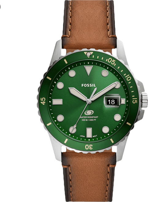 Men's  Blue Brown Leather Strap Watch, 42mm