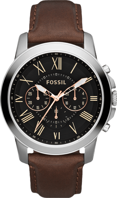 Men's Chronograph Grant Brown Leather Strap Watch 44mm