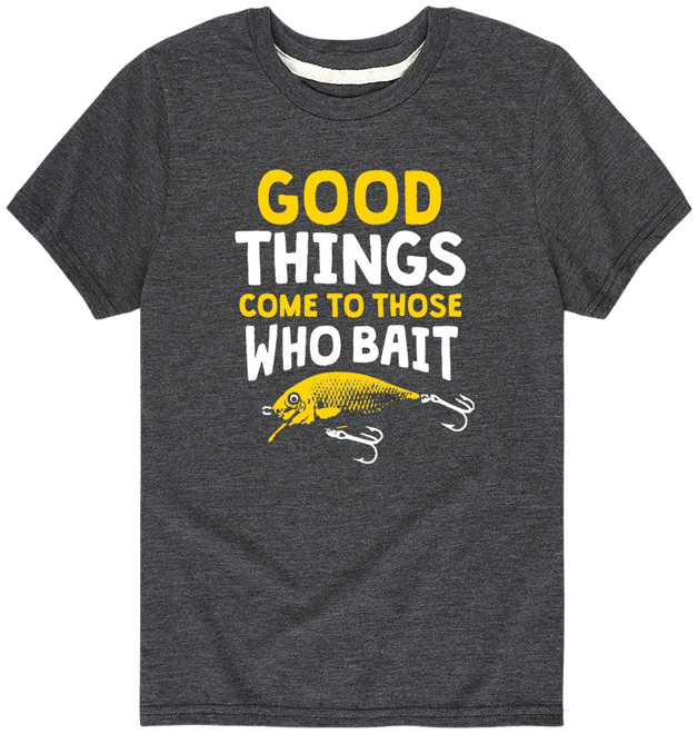 Boys 8-20 for Those Who Bait Fishing Graphic Tee, Boy's, Size: Small, Dark Grey