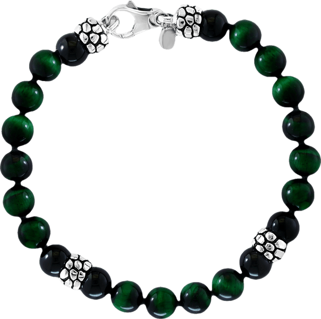 Effy Men's Green Tiger Eye & Onyx Bead Bracelet in Sterling Silver
