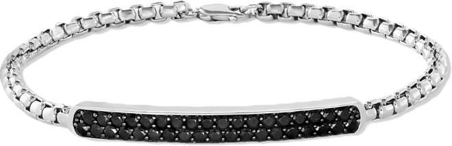 Effy Men's Black Spinel Cluster Box Link Bracelet in Sterling Silver