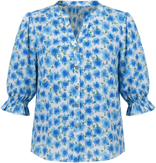 Petite Elbow Sleeve Y-Neck Blouse